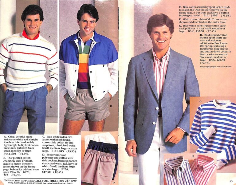 Preppy ανδρική ένδυση σε κατάλογο της δεκαετίας του 1980