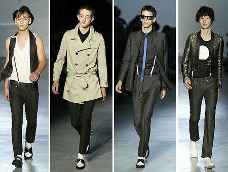 Slim fit ανδρικά σύνολα σε πασαρέλα της δεκαετίας του 2000